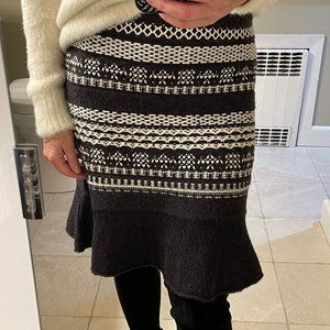 Anthropologie Moth Charcoal & White Sweater Skirt Sz XS
